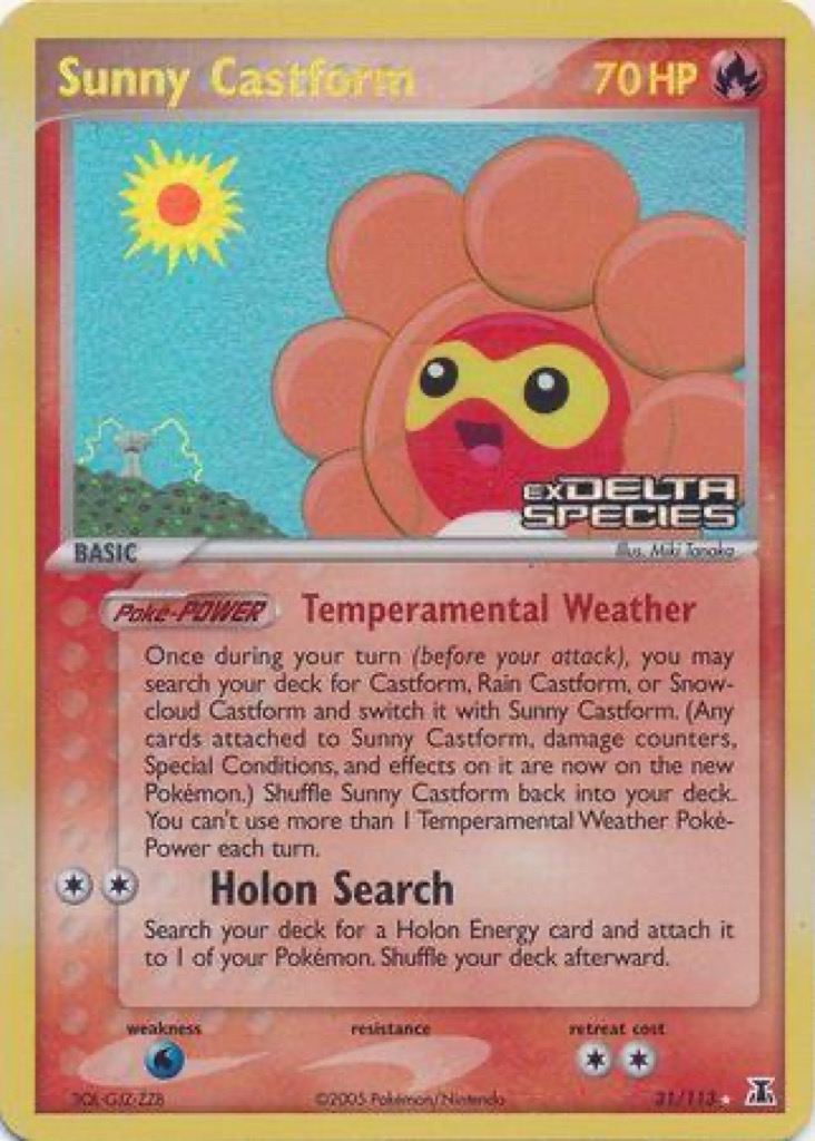 Reverse Holo Sunny Castform 31/113, Delta Species Pokémon card