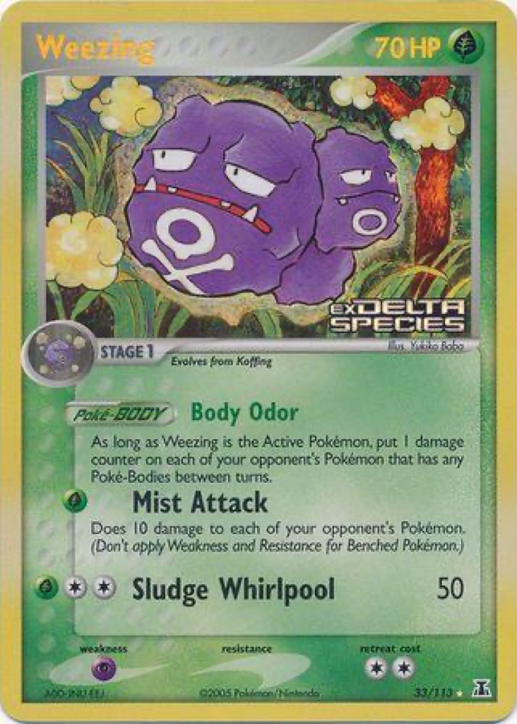 Reverse Holo Weezing 33/113, Delta Species Pokémon card
