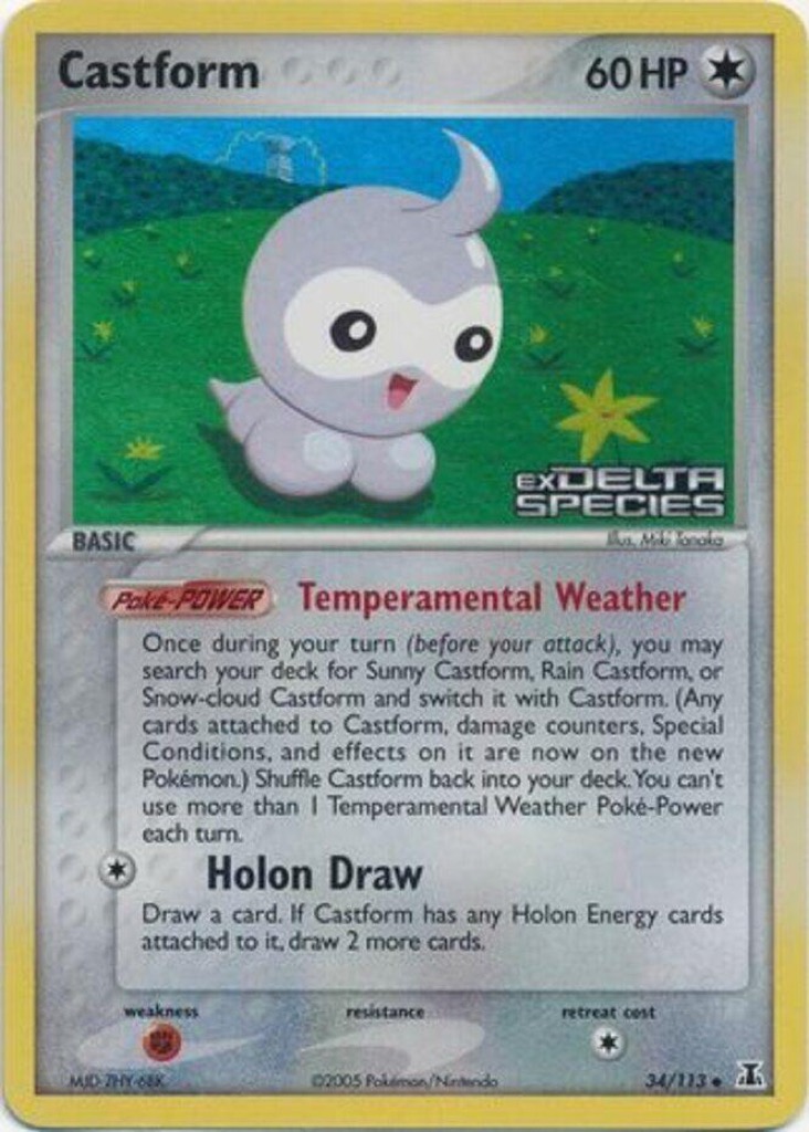 Reverse Holo Castform 34/113, Delta Species Pokémon card