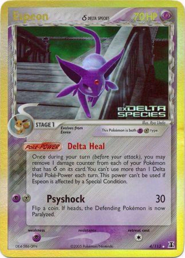 Reverse Holo Espeon δ 4/113, Delta Species Pokémon card