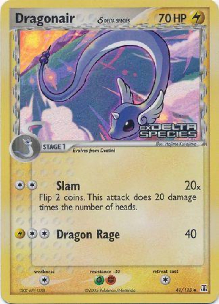Reverse Holo Dragonair δ 41/113, Delta Species Pokémon card