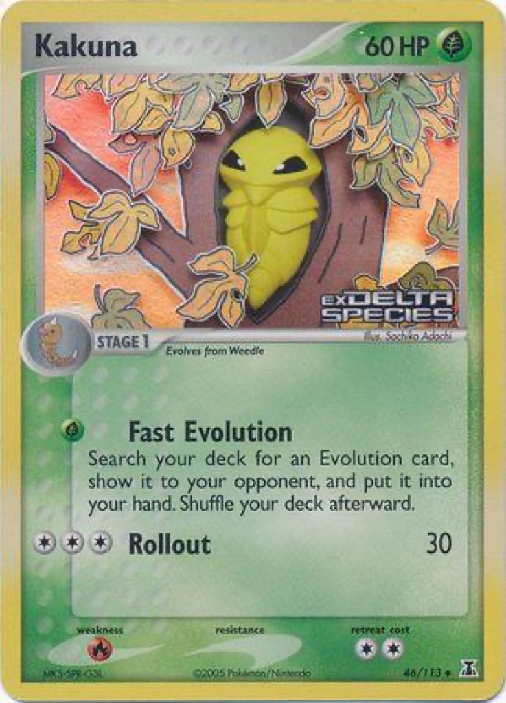 Reverse Holo Kakuna 46/113, Delta Species Pokémon card