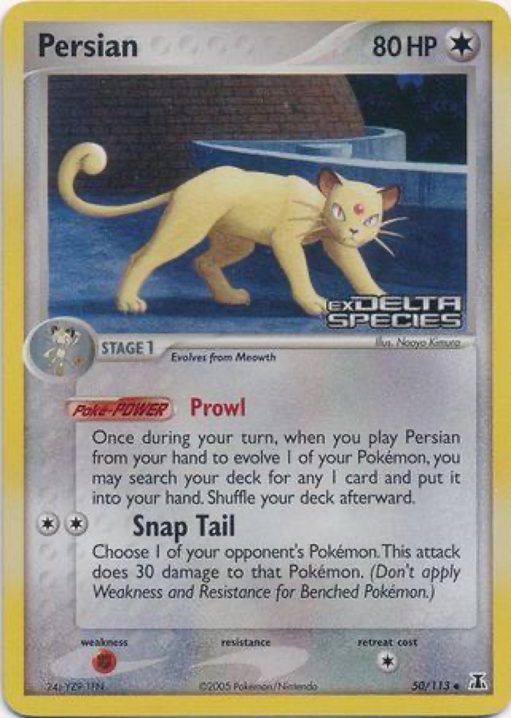 Reverse Holo Persian 50/113, Delta Species Pokémon card