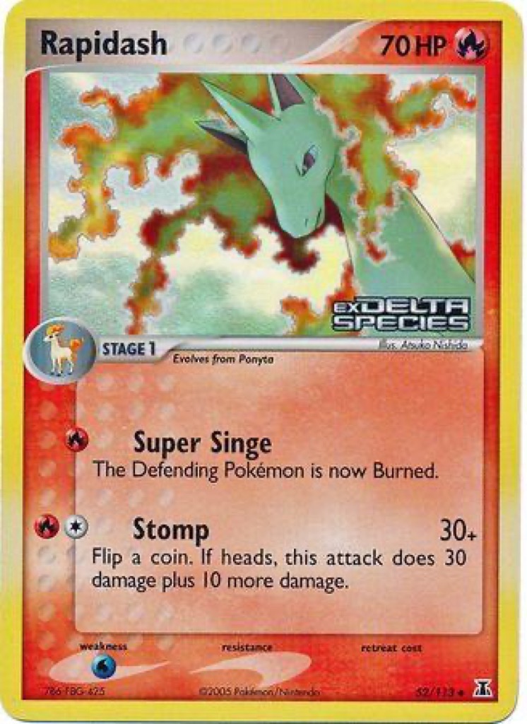 Reverse Holo Rapidash 52/113, Delta Species Pokémon card