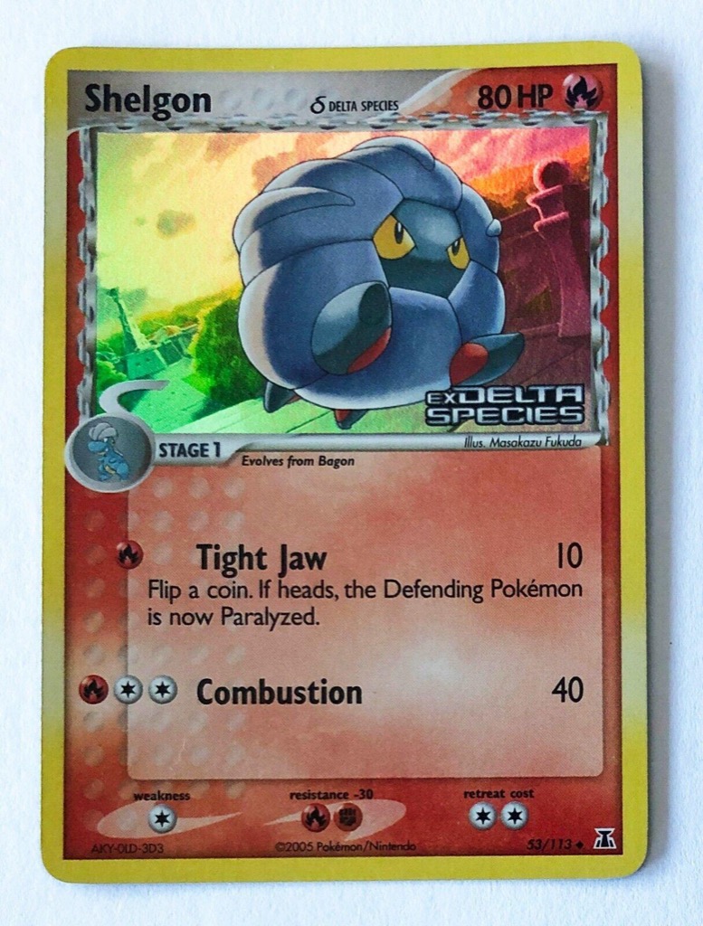 Reverse Holo Shelgon δ 53/113, Delta Species Pokémon card