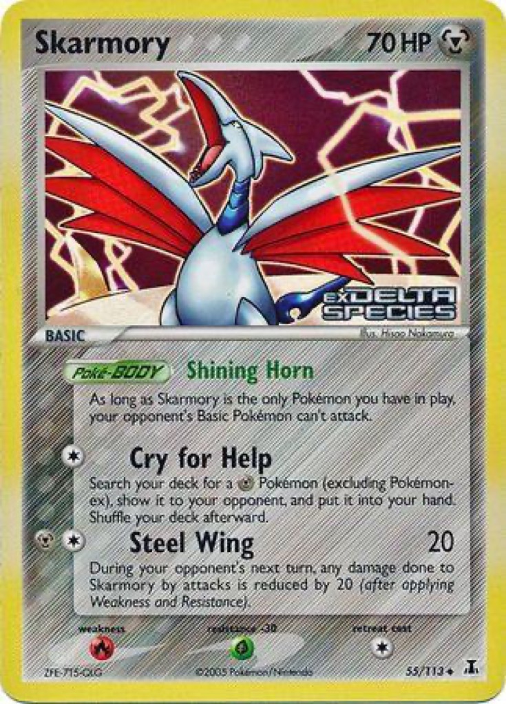 Reverse Holo Skarmory 55/113, Delta Species Pokémon card