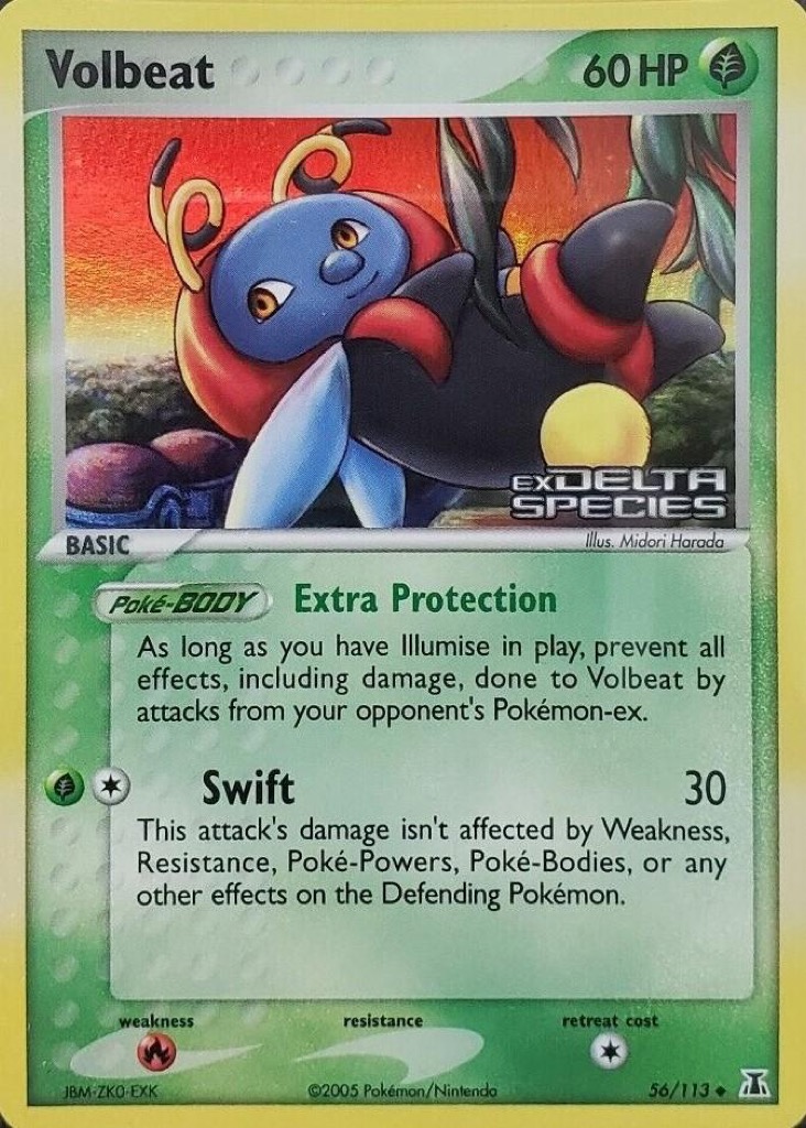 Reverse Holo Volbeat 56/113, Delta Species Pokémon card