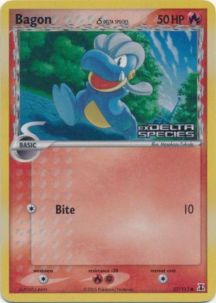Reverse Holo Bagon δ 57/113, Delta Species Pokémon card