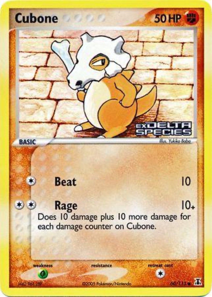 Reverse Holo Cubone 60/113, Delta Species Pokémon card