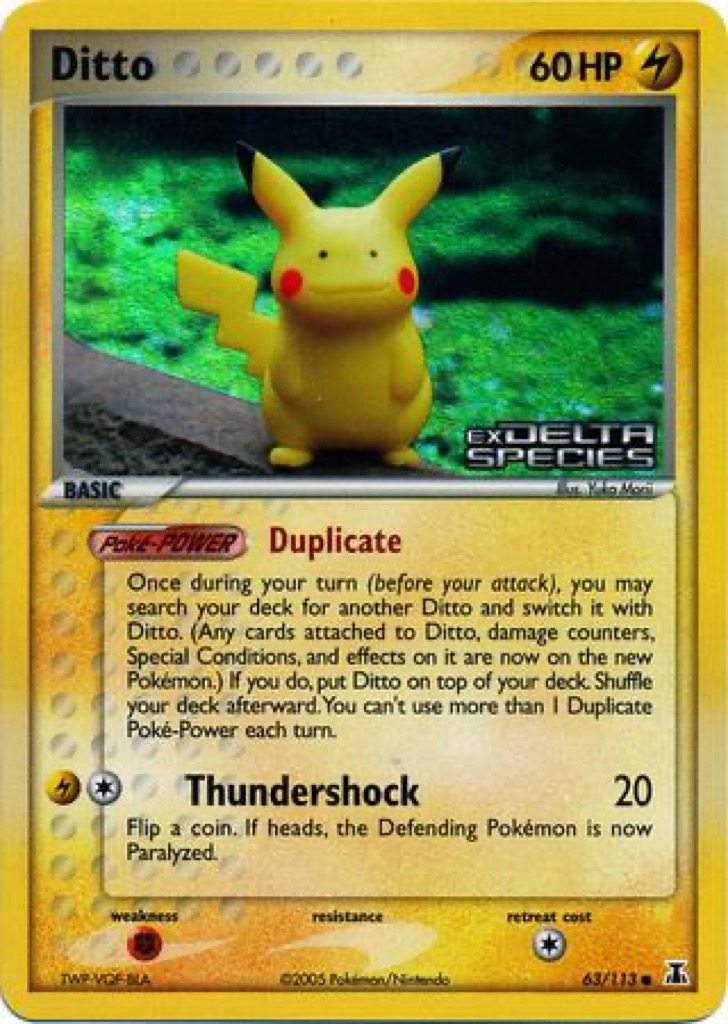 Reverse Holo Ditto 63/113, Delta Species Pokémon card