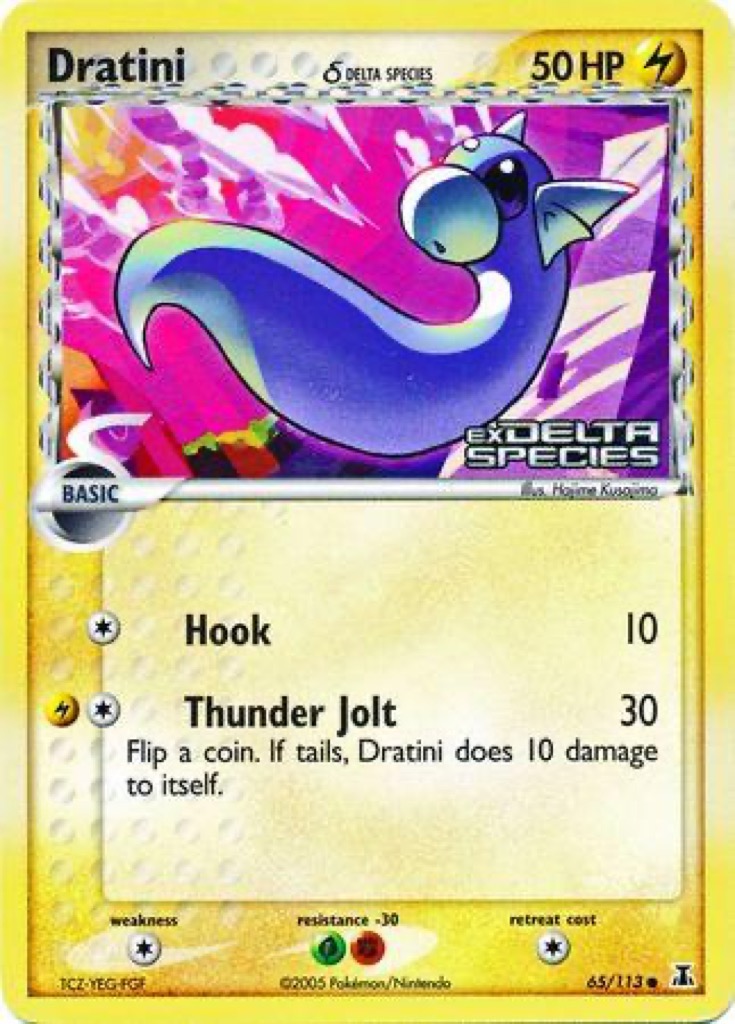 Reverse Holo Dratini δ 65/113, Delta Species Pokémon card