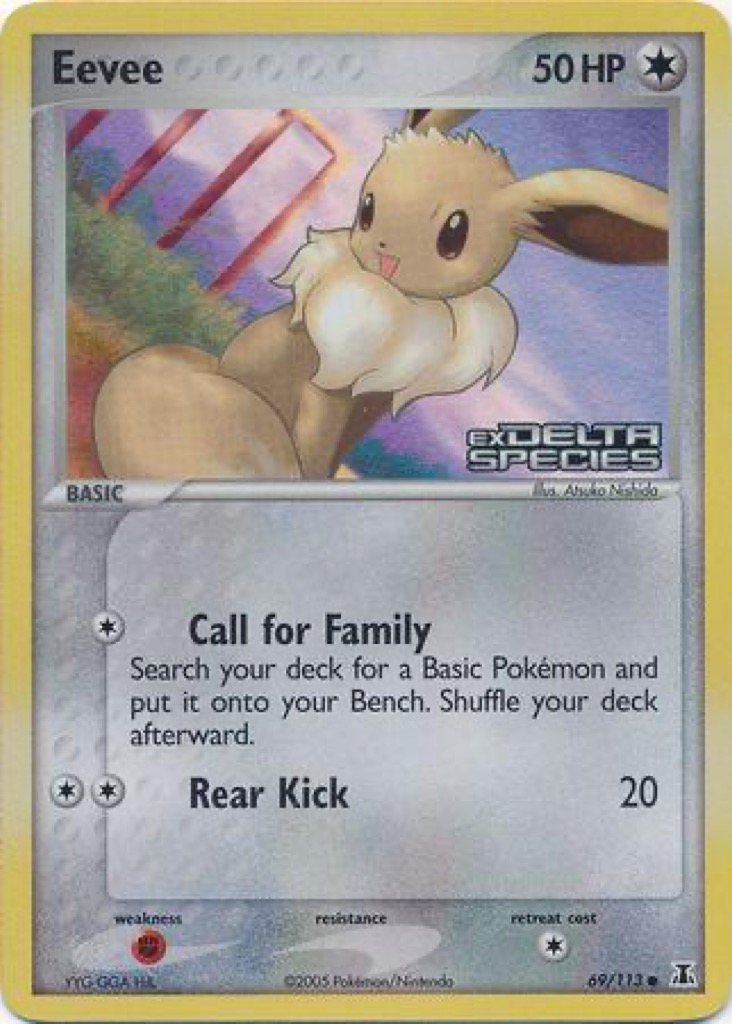 Reverse Holo Eevee 69/113, Delta Species Pokémon card