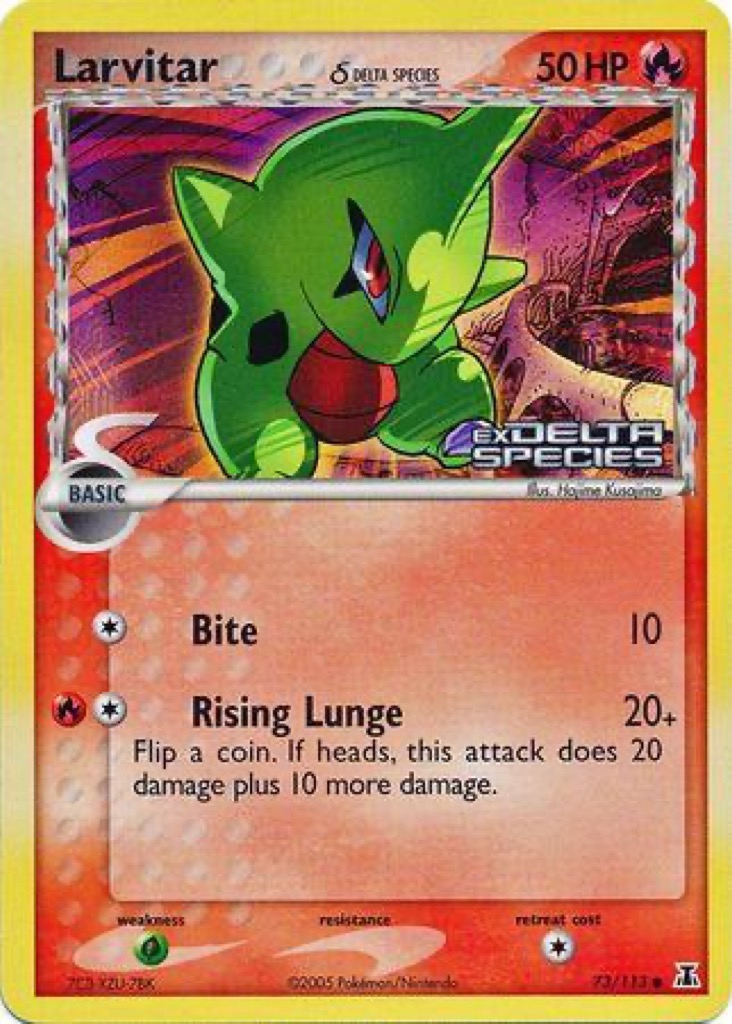 Reverse Holo Larvitar δ 73/113, Delta Species Pokémon card