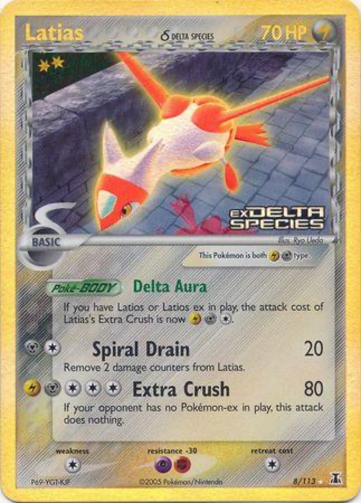Reverse Holo Latias δ 8/113, Delta Species Pokémon card