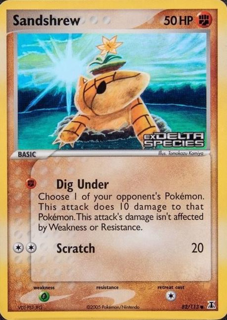 Reverse Holo Sandshrew 82/113, Delta Species Pokémon card