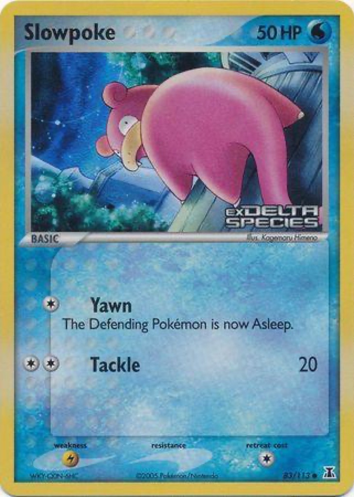 Reverse Holo Slowpoke 83/113, Delta Species Pokémon card