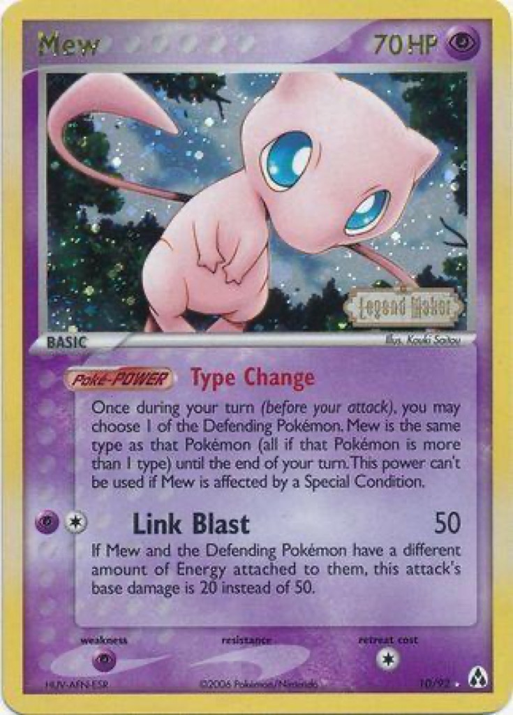 Reverse Holo Mew 10/92, Legend Maker Pokémon card