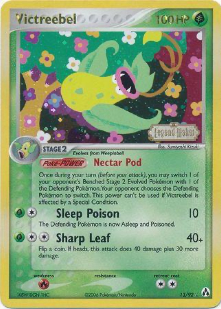 Reverse Holo Victreebel 13/92, Legend Maker Pokémon card