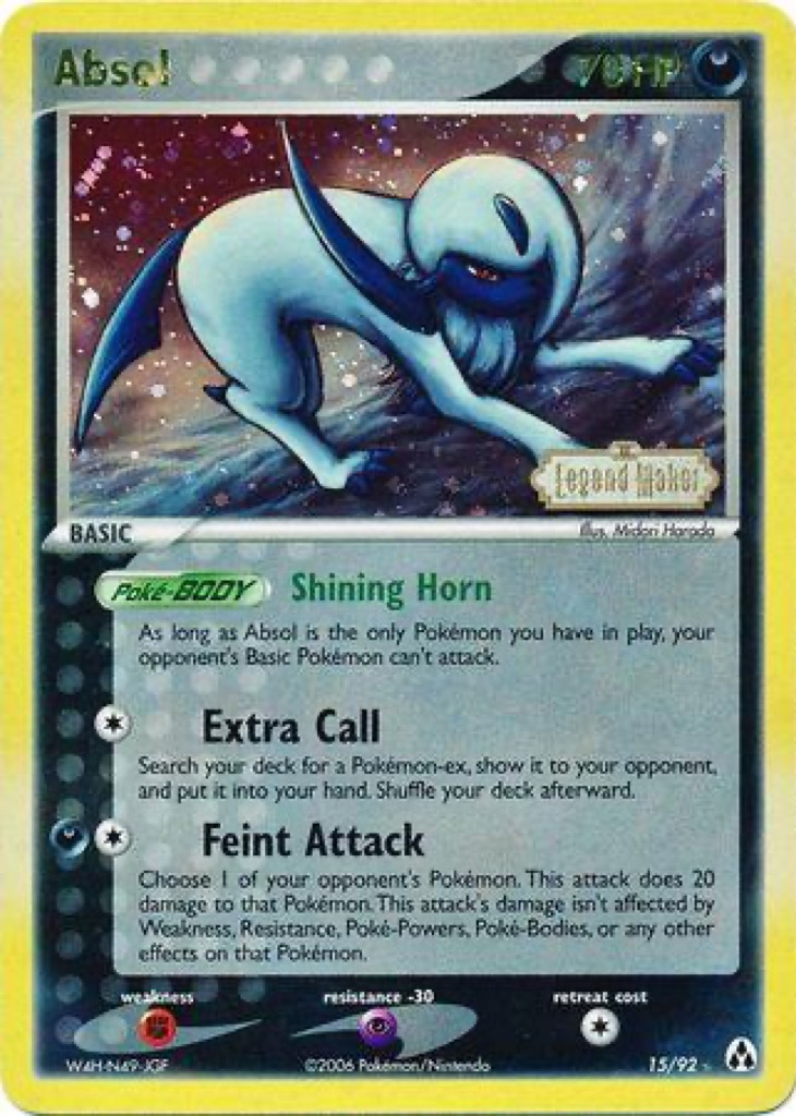 Reverse Holo Absol 15/92, Legend Maker Pokémon card