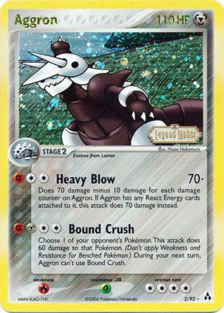 Reverse Holo Aggron 2/92, Legend Maker Pokémon card
