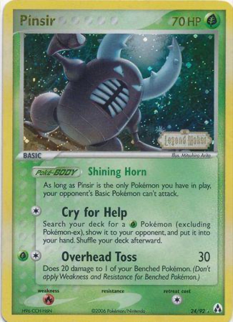 Reverse Holo Pinsir 24/92, Legend Maker Pokémon card