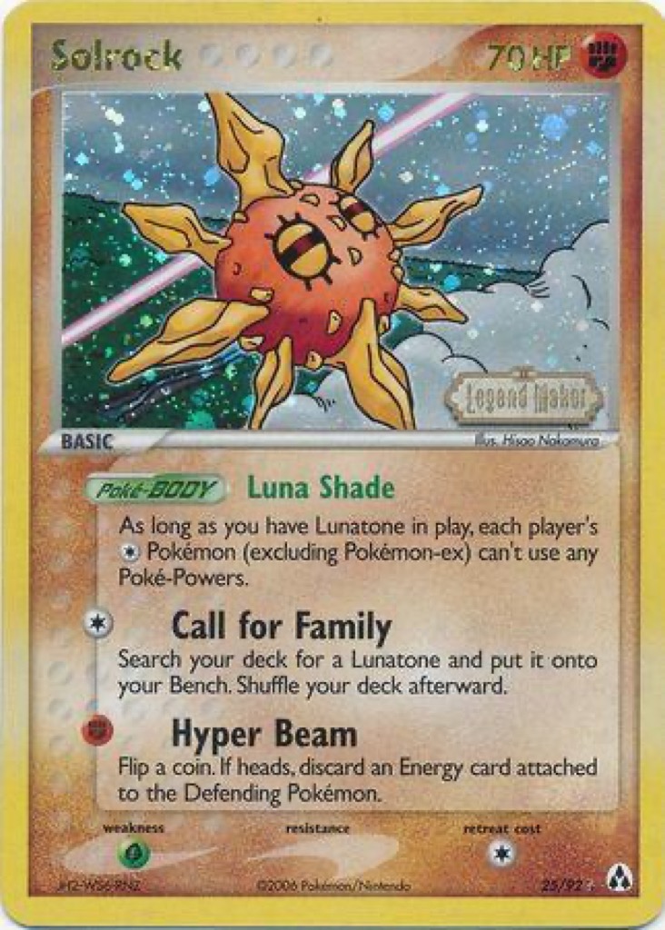 Reverse Holo Solrock 25/92, Legend Maker Pokémon card