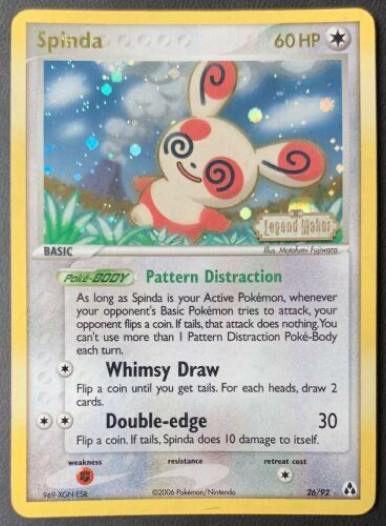 Reverse Holo Spinda 26/92, Legend Maker Pokémon card