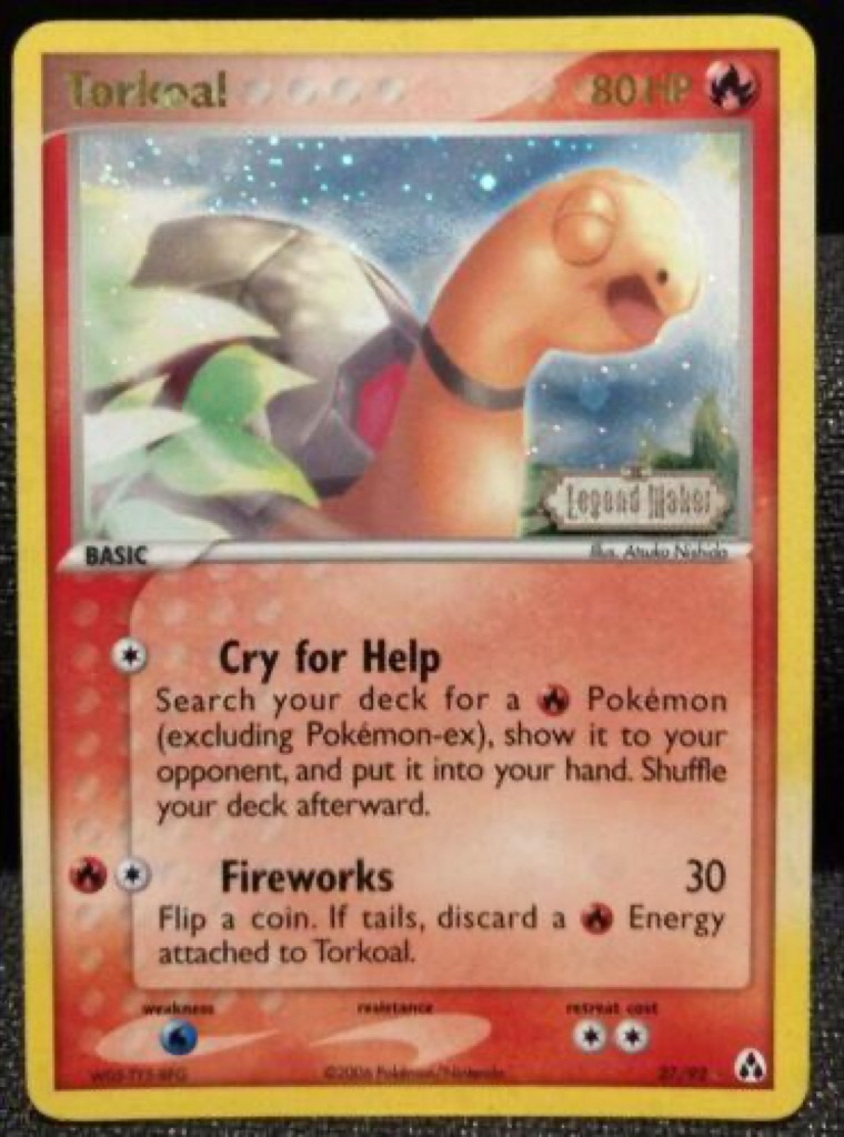 Reverse Holo Torkoal 27/92, Legend Maker Pokémon card