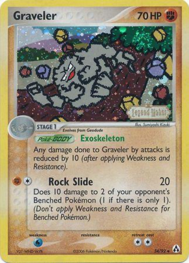 Reverse Holo Graveler 34/92, Legend Maker Pokémon card