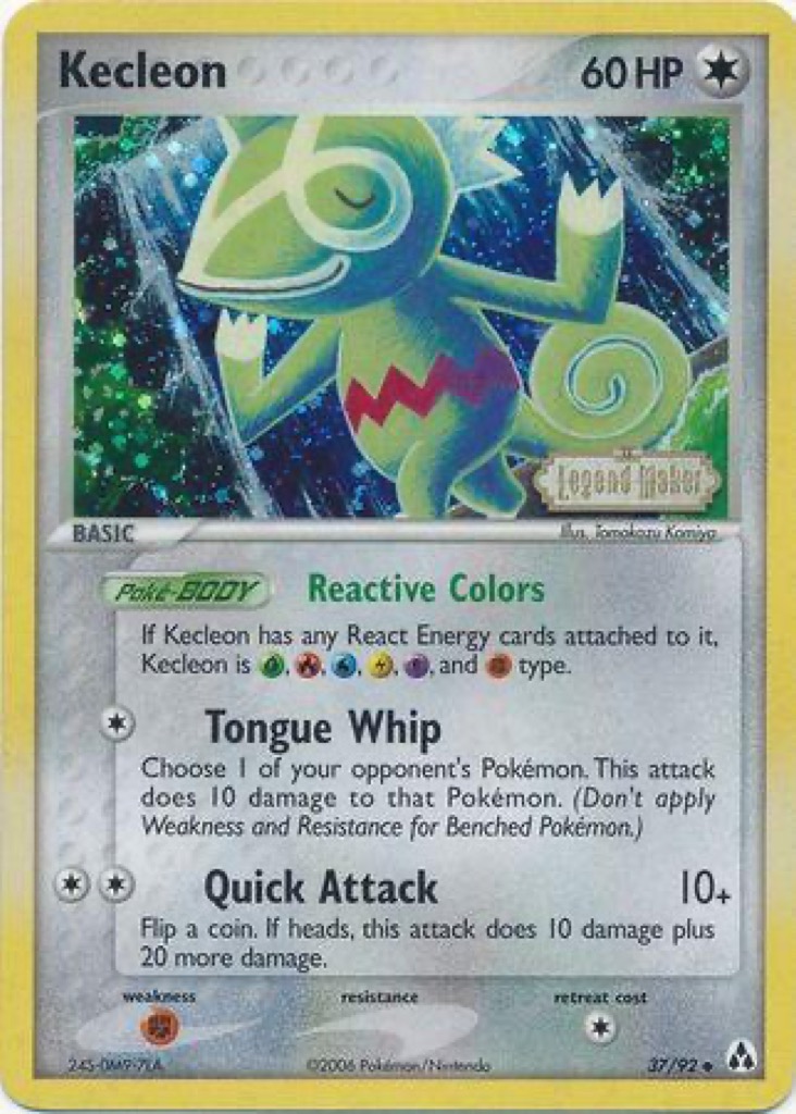 Reverse Holo Kecleon 37/92, Legend Maker Pokémon card