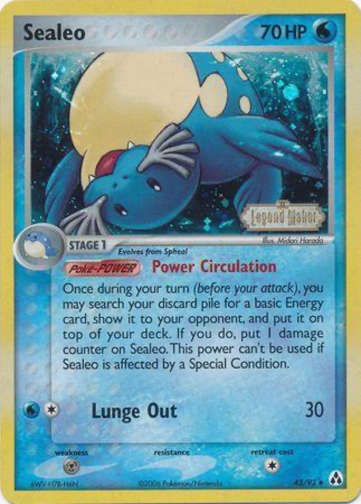 Reverse Holo Sealeo 43/92, Legend Maker Pokémon card