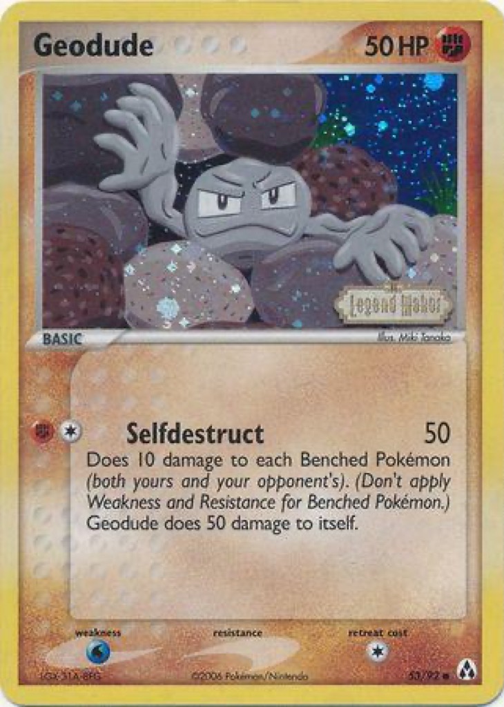 Reverse Holo Geodude 53/92, Legend Maker Pokémon card