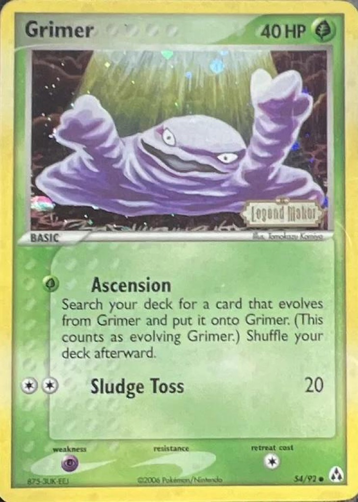 Reverse Holo Grimer 54/92, Legend Maker Pokémon card