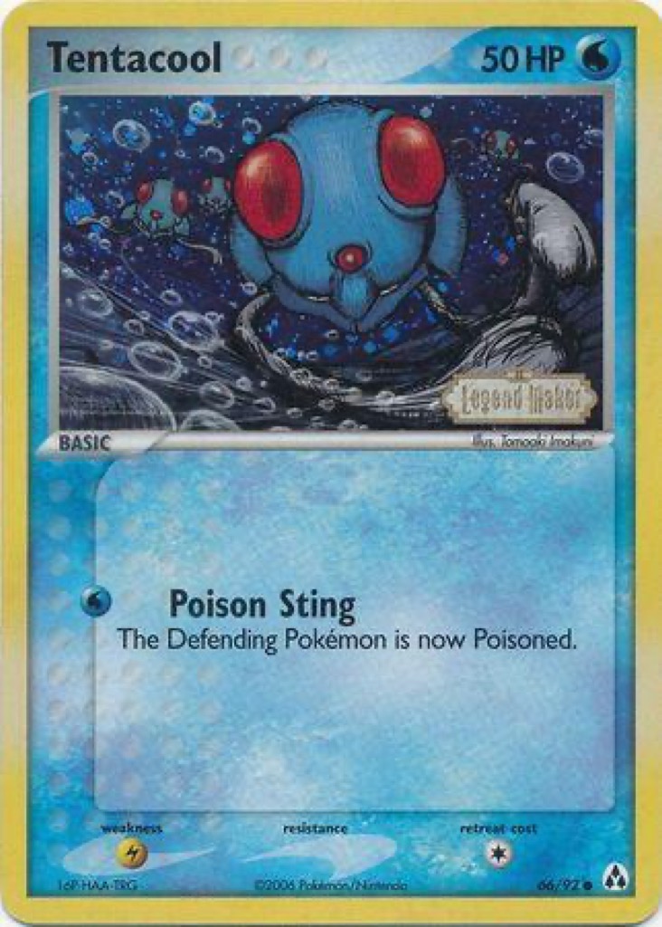 Reverse Holo Tentacool 66/92, Legend Maker Pokémon card