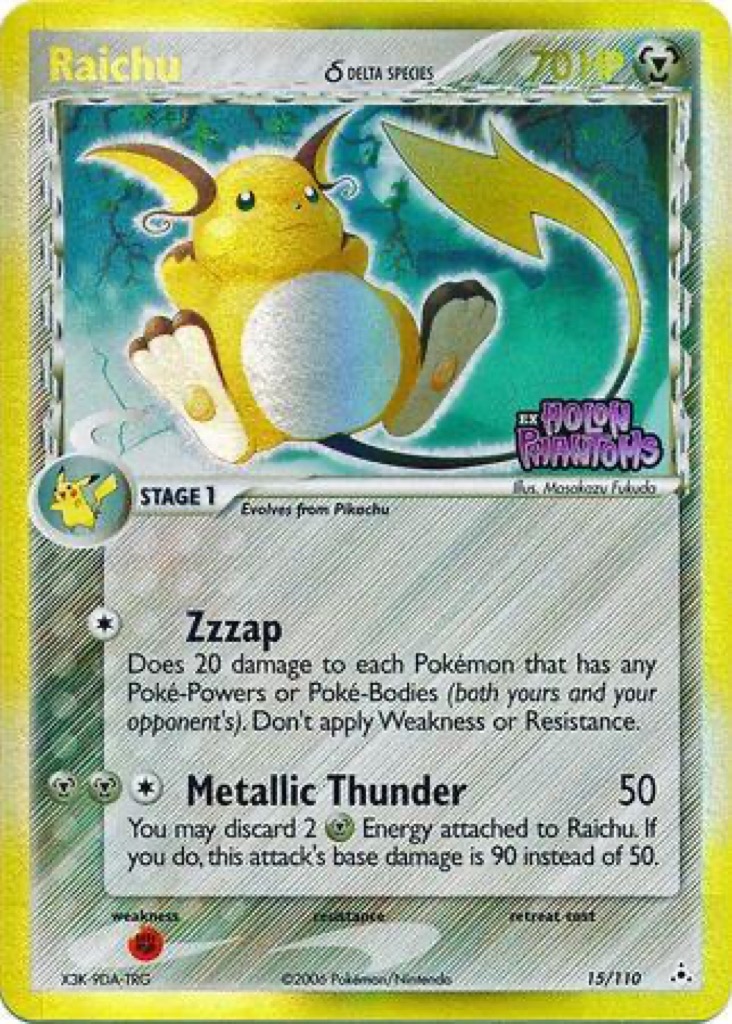 Reverse Holo Raichu δ 15/110, Holon Phantoms Pokémon card