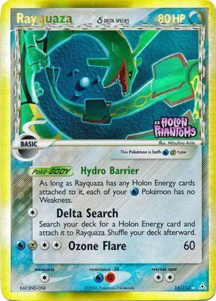 Reverse Holo Rayquaza δ 16/110, Holon Phantoms Pokémon card