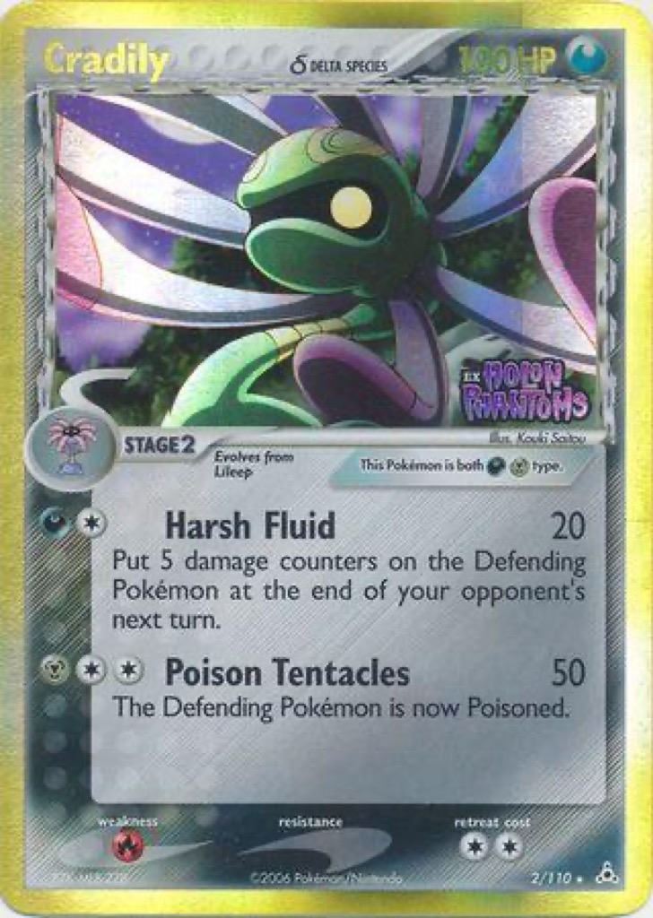 Reverse Holo Cradily δ 2/110, Holon Phantoms Pokémon card