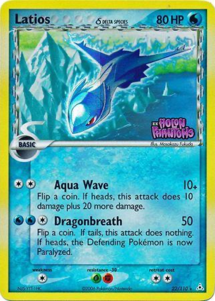 Reverse Holo Latios δ 22/110, Holon Phantoms Pokémon card