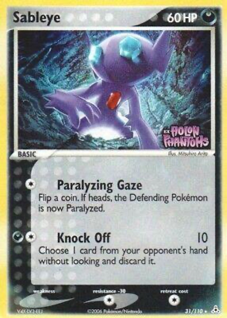 Reverse Holo Sableye 31/110, Holon Phantoms Pokémon card
