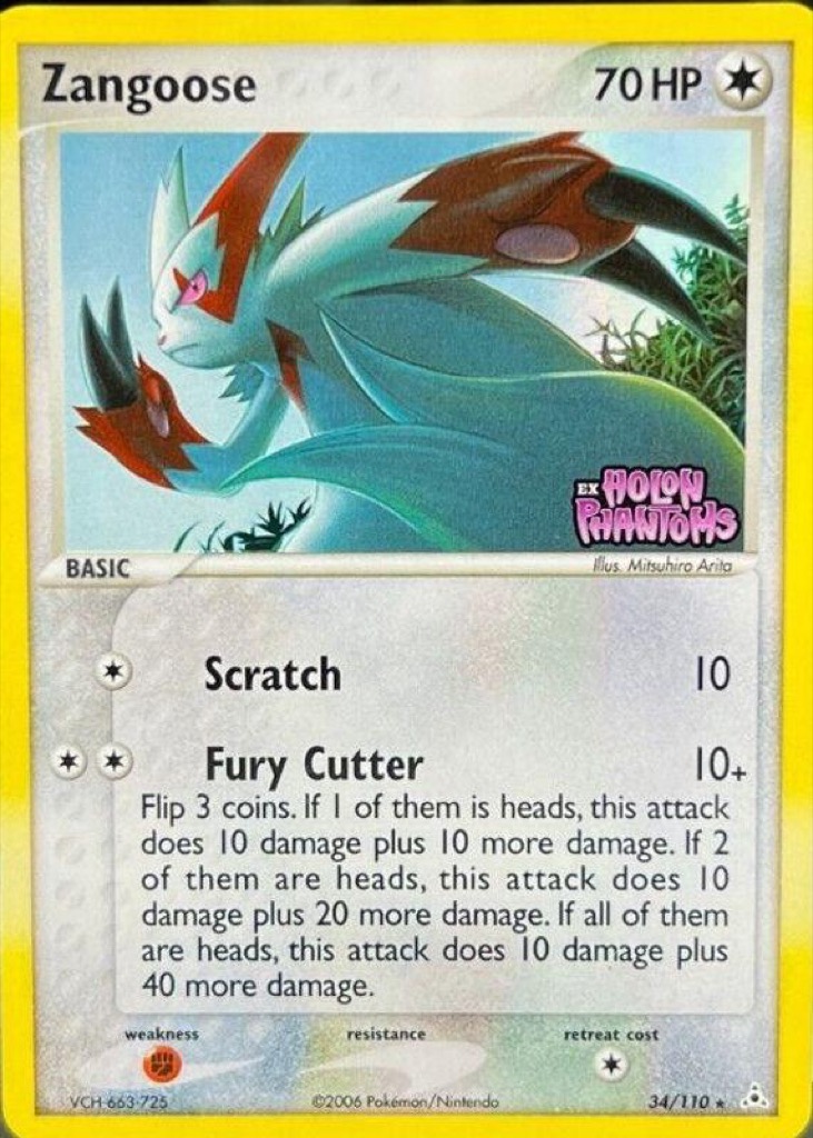 Reverse Holo Zangoose 34/110, Holon Phantoms Pokémon card