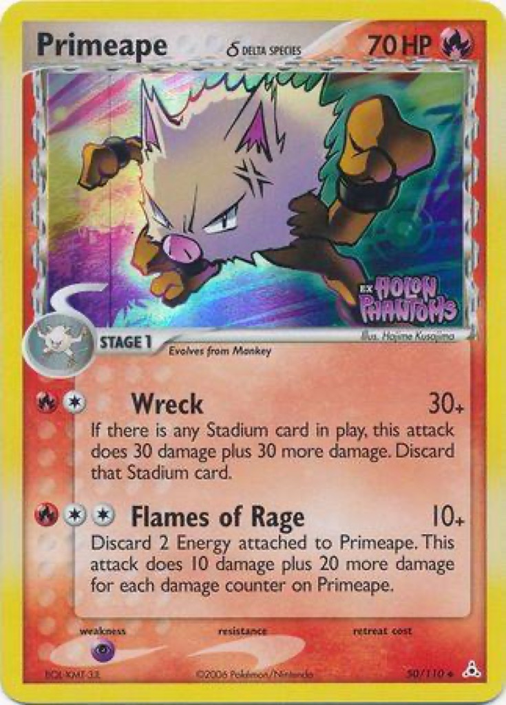 Reverse Holo Primeape δ 50/110, Holon Phantoms Pokémon card