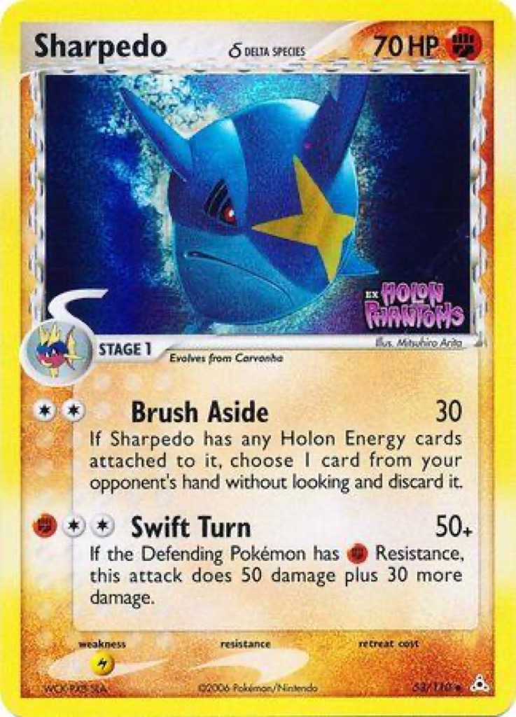 Reverse Holo Sharpedo δ 53/110, Holon Phantoms Pokémon card