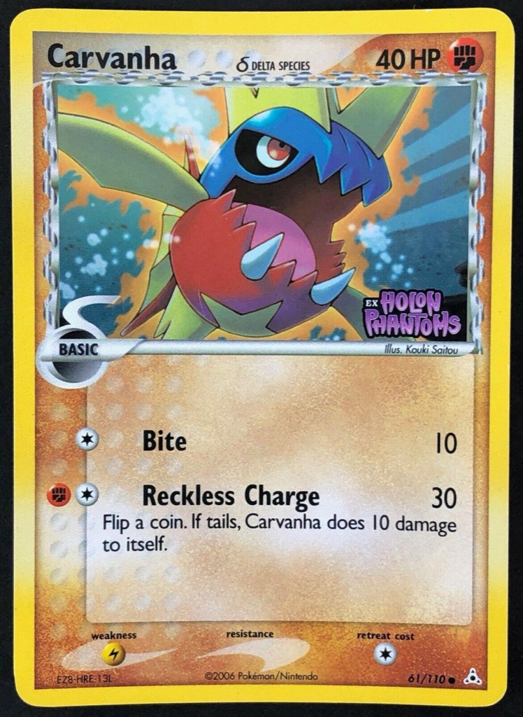 Reverse Holo Carvanha δ 61/110, Holon Phantoms Pokémon card