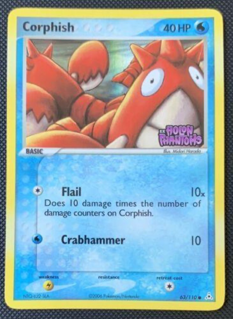 Reverse Holo Corphish 63/110, Holon Phantoms Pokémon card