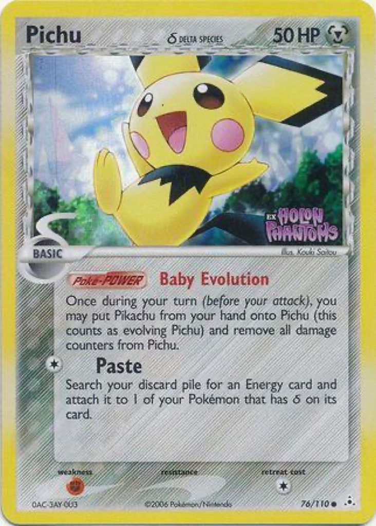 Reverse Holo Pichu δ 76/110, Holon Phantoms Pokémon card