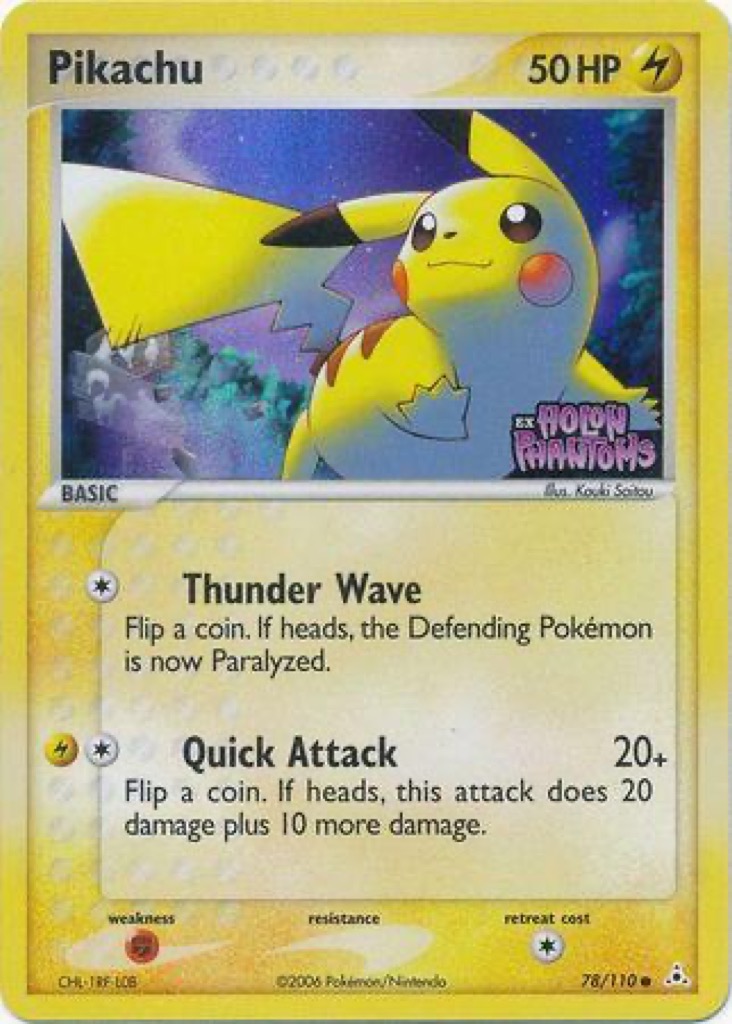 Reverse Holo Pikachu 78/110, Holon Phantoms Pokémon card