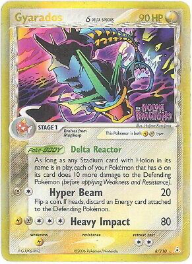Reverse Holo Gyarados δ 8/110, Holon Phantoms Pokémon card