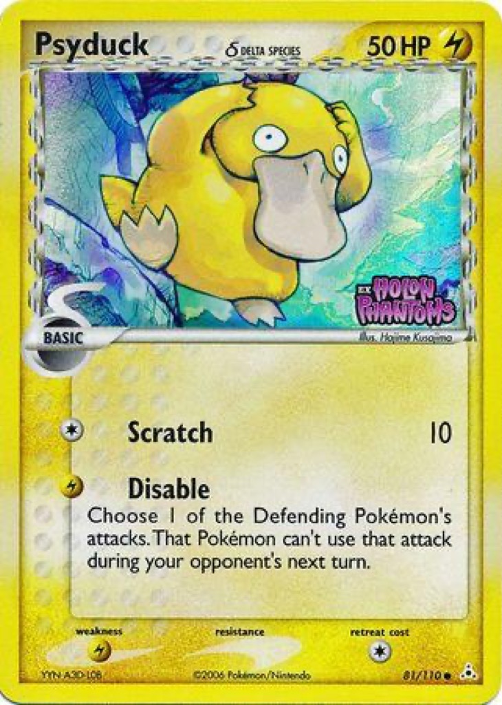 Reverse Holo Psyduck δ 81/110, Holon Phantoms Pokémon card