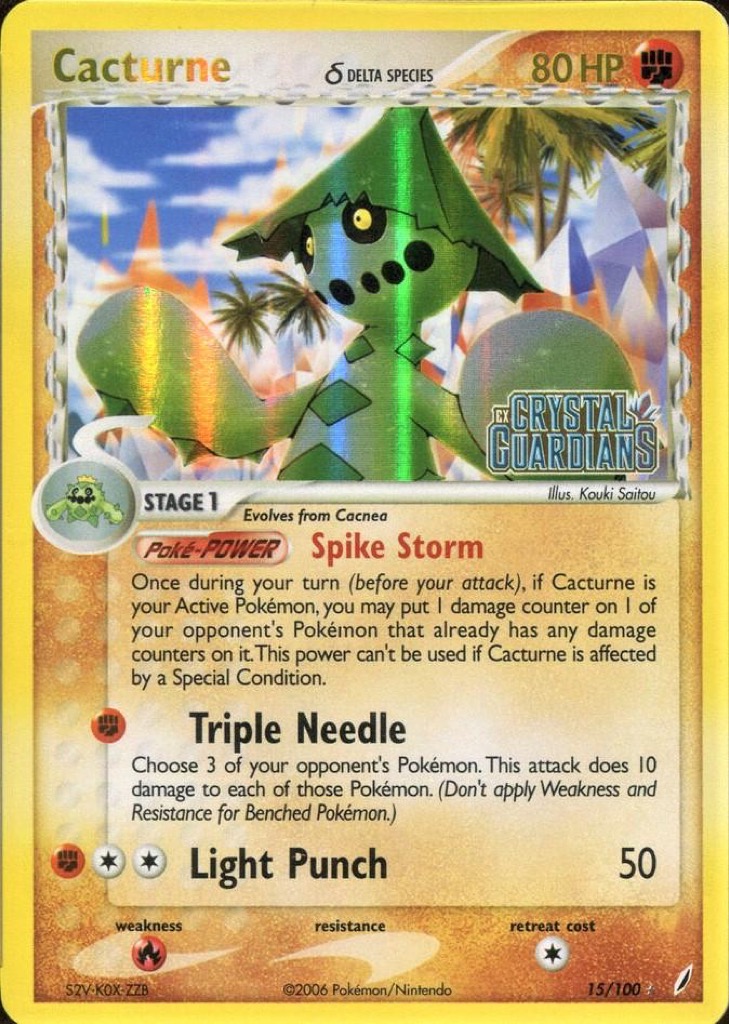 Reverse Holo Cacturne δ 15/100, Crystal Guardians Pokémon card
