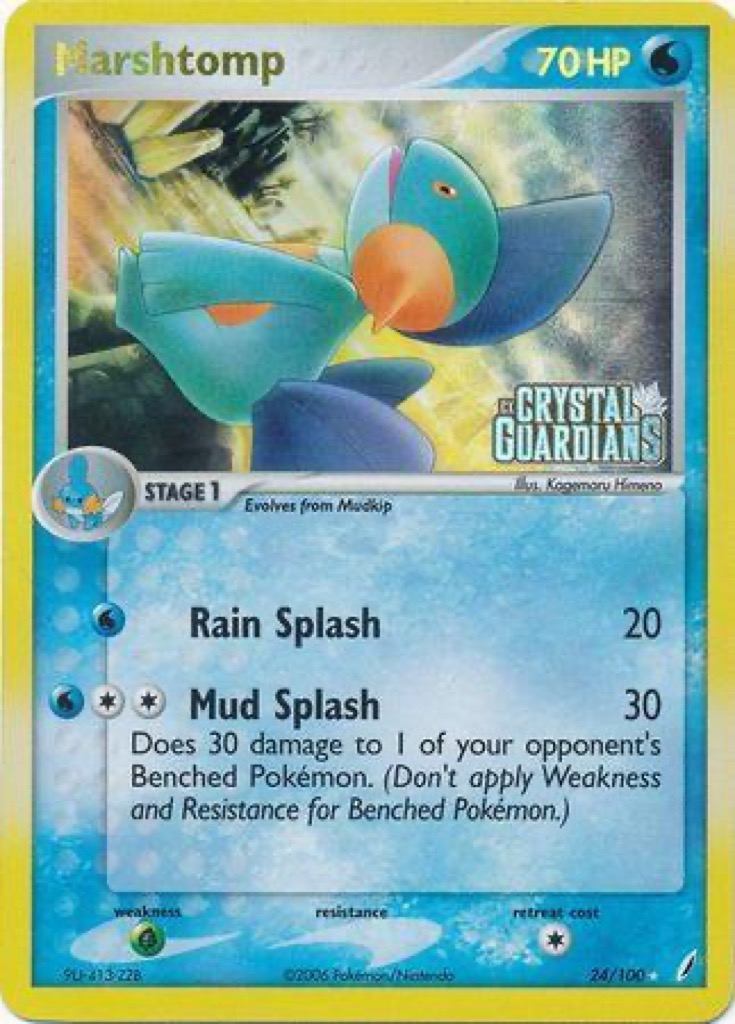 Reverse Holo Marshtomp 24/100, Crystal Guardians Pokémon card